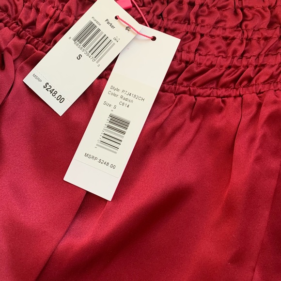 Parker Thatch Silk Ruched Sleeve Off Shoulder Top - Picture 6 of 7